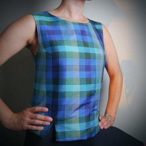 VINTAGE Checkered Anne Carson Silk Top  | Size M